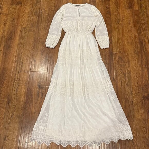 Zara peasant lace Maxi Dress - Picture 1 of 6